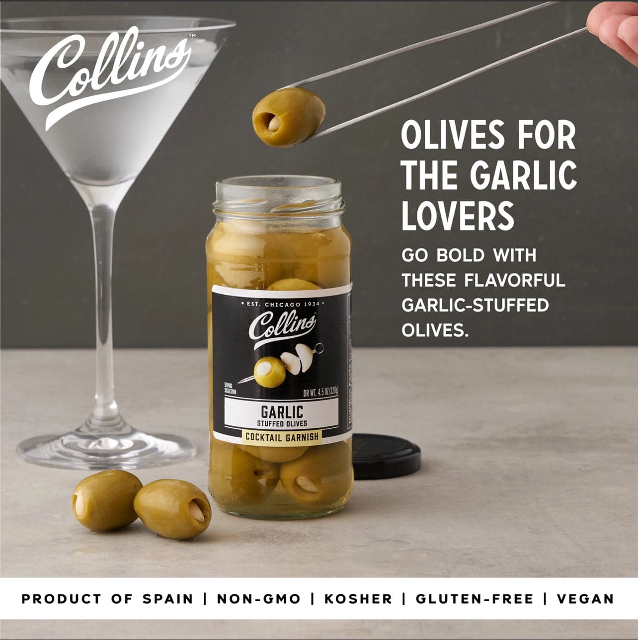 Gourmet Garlic-Stuffed Cocktail Olives - 4.5 oz