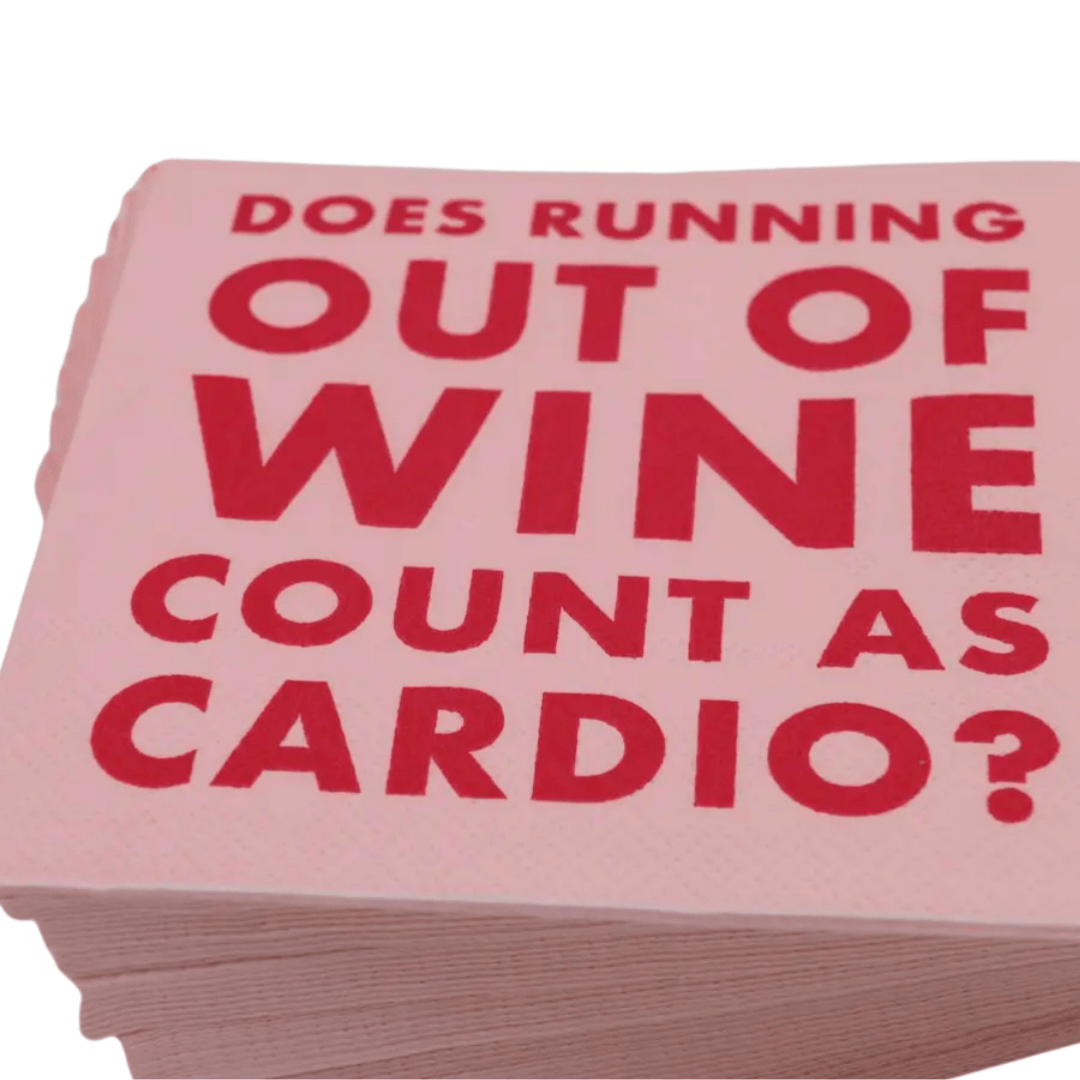 Does Running Out of Wine Count as Cardio, Cocktail Napkins- Pack of 20