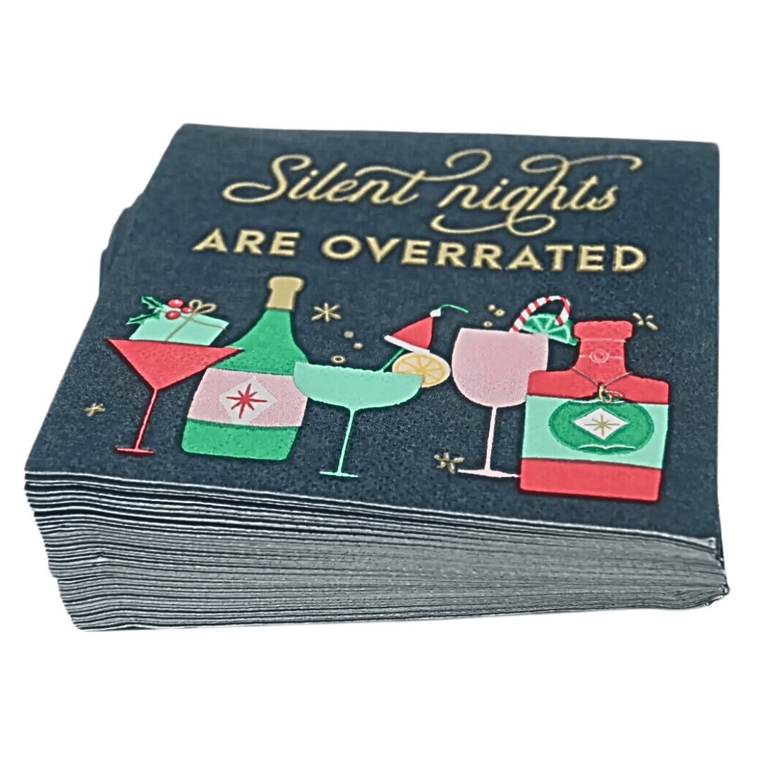 Silent Nights Are Overrated, Christmas Cocktail Napkins - Pack of 20