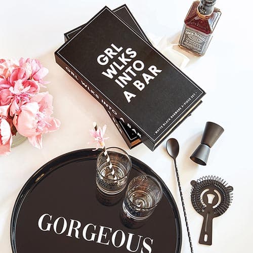 Matte Black Barware Book Box - "Grl Wlks Into A Bar"