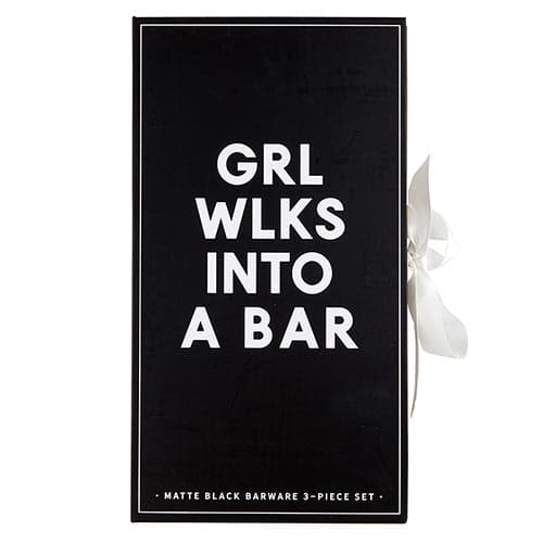 Matte Black Barware Book Box - "Grl Wlks Into A Bar"